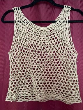 Women’s Crochet Tank Top - Cream Open Weave
